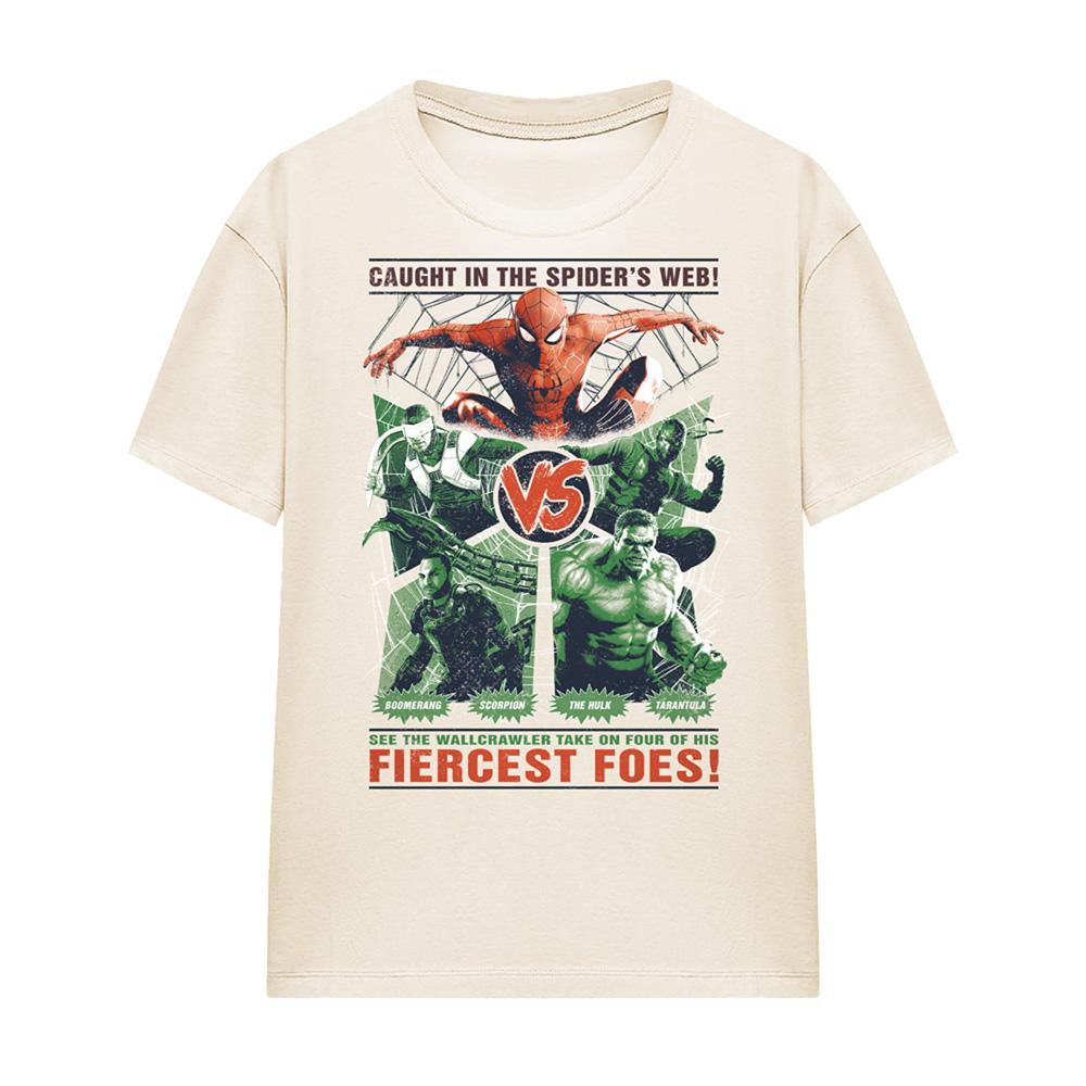 Natural - Front - Spider-Man: Brand New Day Womens-Ladies Fiercest Foes Rumble Ringspun Cotton T-Shirt