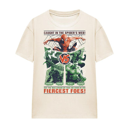 Natural - Front - Spider-Man: Brand New Day Womens-Ladies Fiercest Foes Rumble Ringspun Cotton T-Shirt