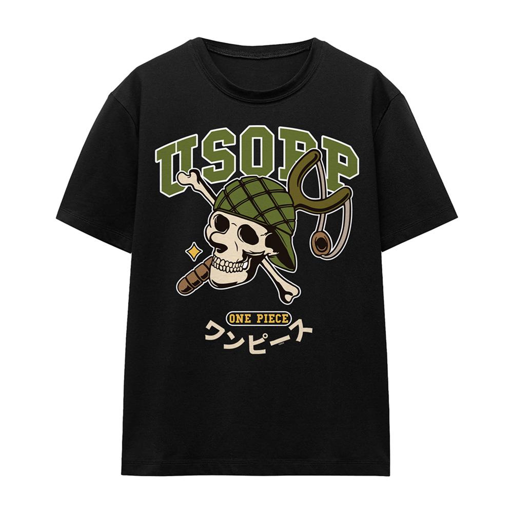 Black - Front - One Piece Womens-Ladies Usopp Collegic Skull T-Shirt
