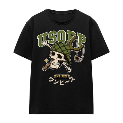 Black - Front - One Piece Womens-Ladies Usopp Collegic Skull T-Shirt