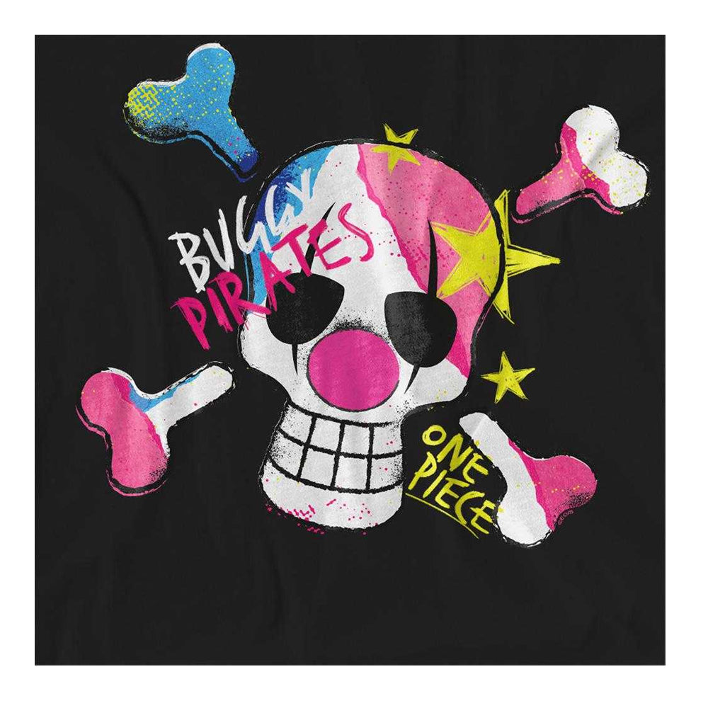 Black - Side - One Piece Womens-Ladies Pirate Buggy Graffiti Logo T-Shirt