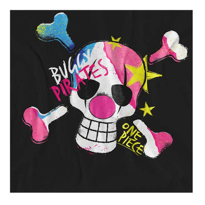 Black - Side - One Piece Womens-Ladies Pirate Buggy Graffiti Logo T-Shirt