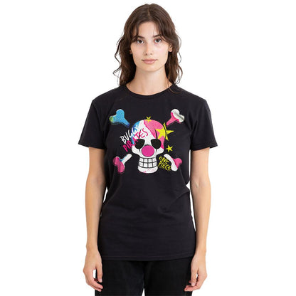 Black - Lifestyle - One Piece Womens-Ladies Pirate Buggy Graffiti Logo T-Shirt