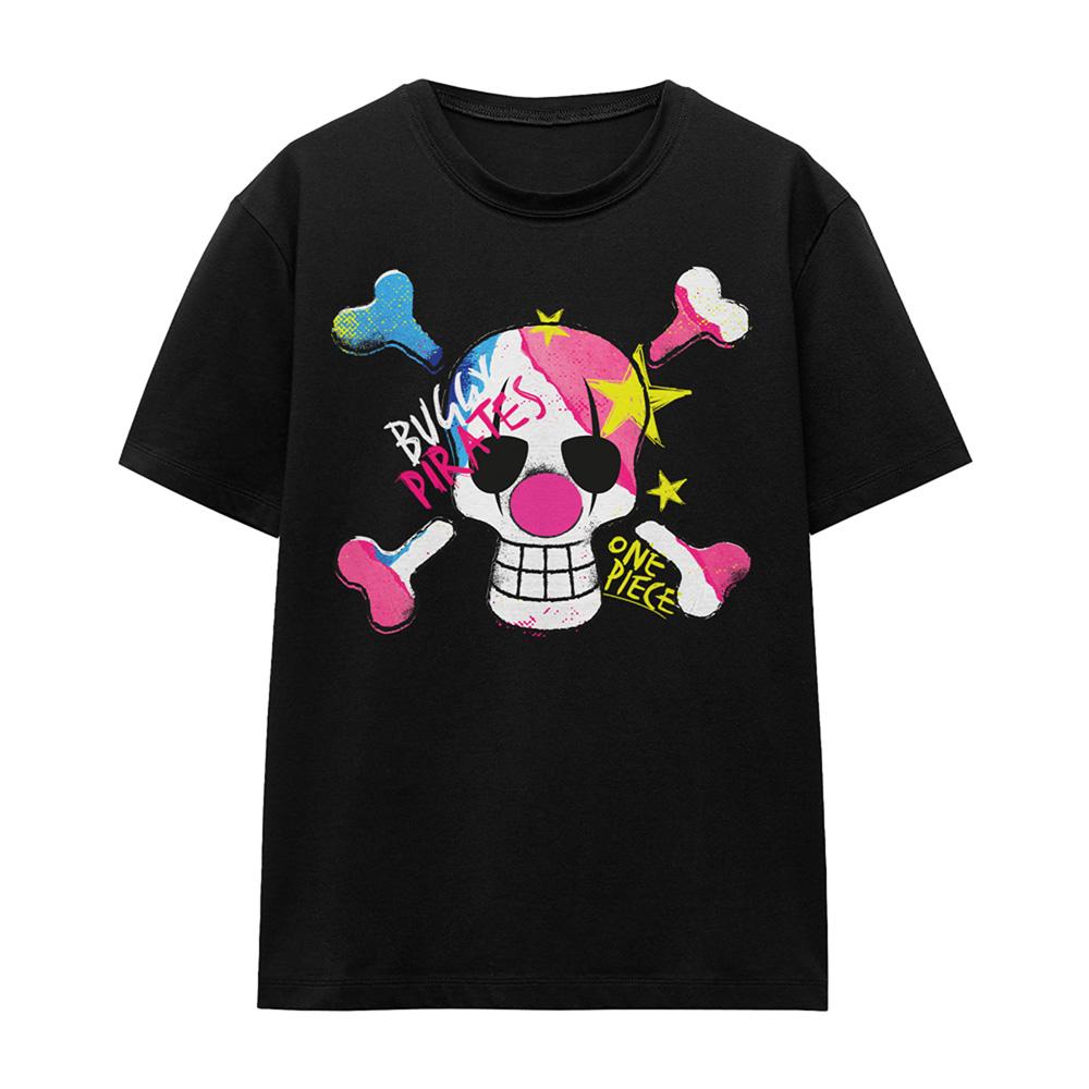 Black - Front - One Piece Womens-Ladies Pirate Buggy Graffiti Logo T-Shirt
