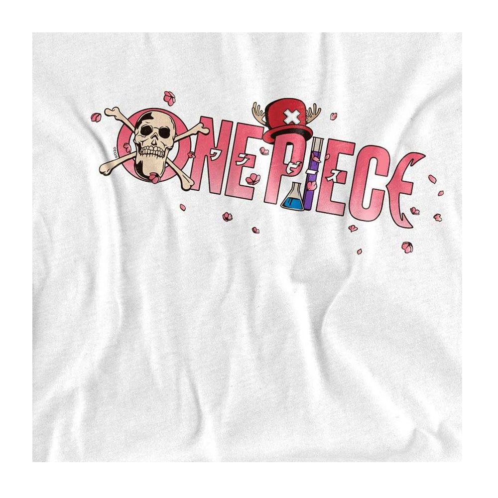 White - Side - One Piece Womens-Ladies Tony Tony Chopper Cherry Blossom Logo T-Shirt