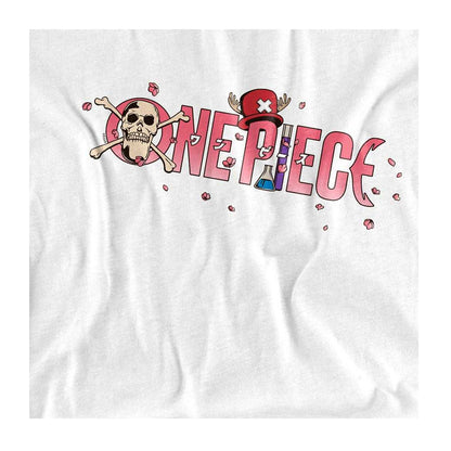 White - Side - One Piece Womens-Ladies Tony Tony Chopper Cherry Blossom Logo T-Shirt