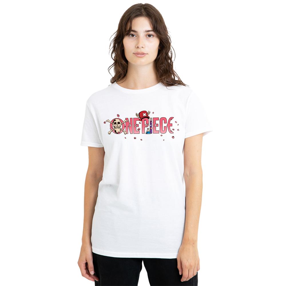 White - Lifestyle - One Piece Womens-Ladies Tony Tony Chopper Cherry Blossom Logo T-Shirt