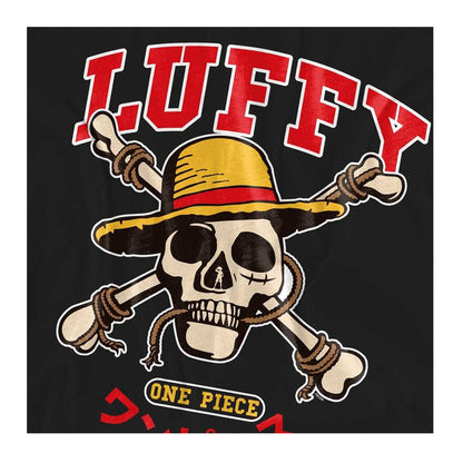 Black - Side - One Piece Womens-Ladies Luffy Collegic Skull T-Shirt
