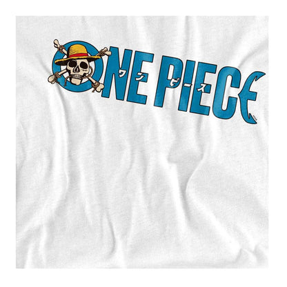 White - Side - One Piece Womens-Ladies Luffy Jolly Roger Logo T-Shirt