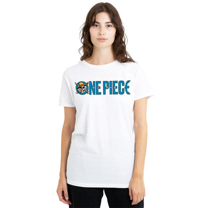 White - Lifestyle - One Piece Womens-Ladies Luffy Jolly Roger Logo T-Shirt