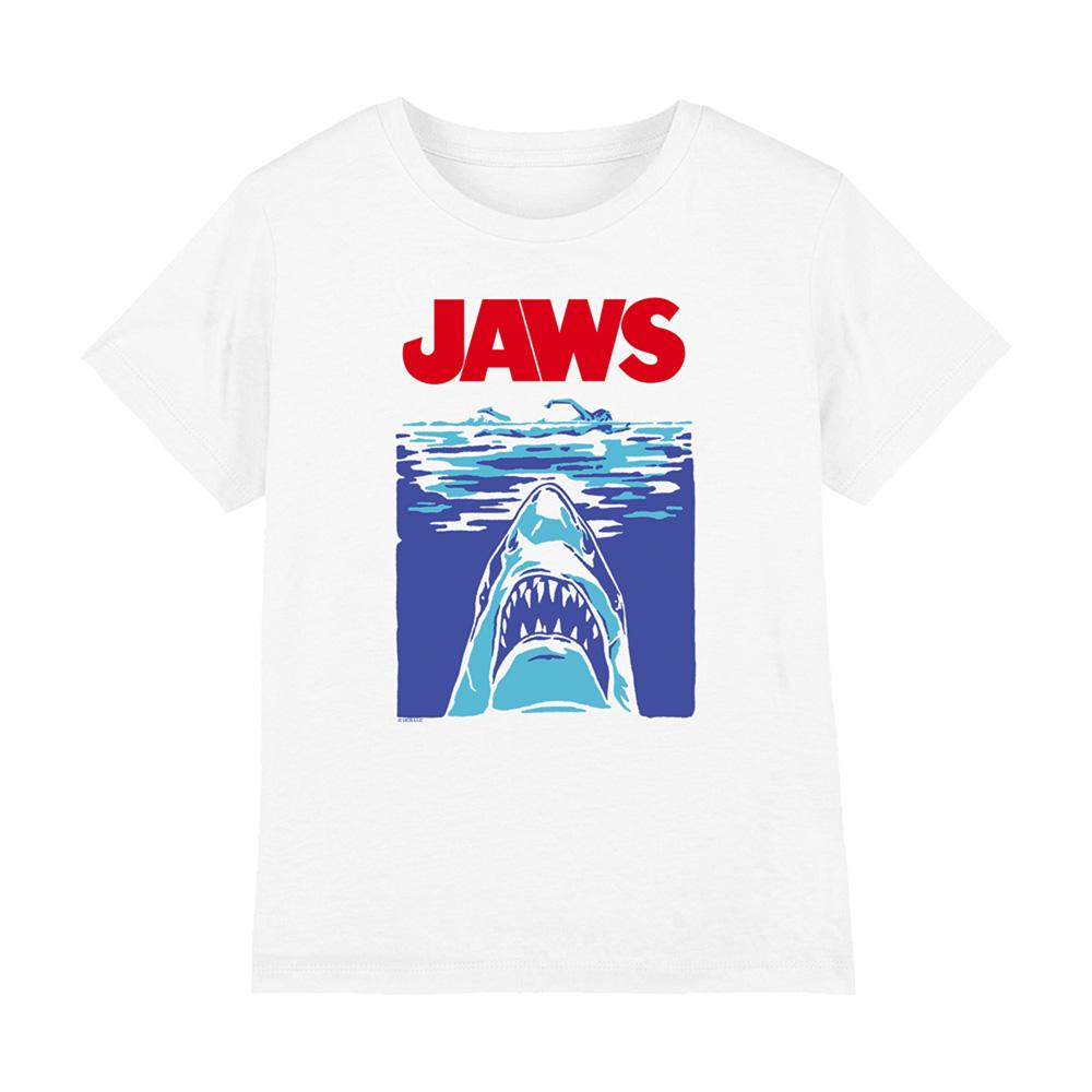 White - Front - Jaws Childrens-Kids 50th Poster T-Shirt
