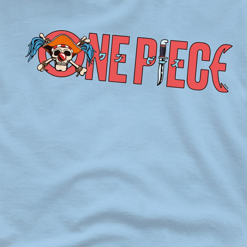Light Blue - Side - One Piece Unisex Adult Buggy the Clown Logo T-Shirt