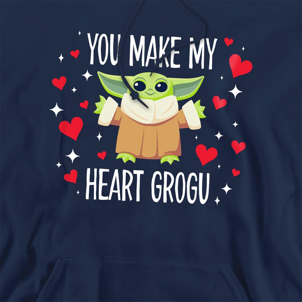 Navy - Side - Star Wars Unisex Adult You Make My Heart Grogu Star Wars Long-Sleeved Hoodie