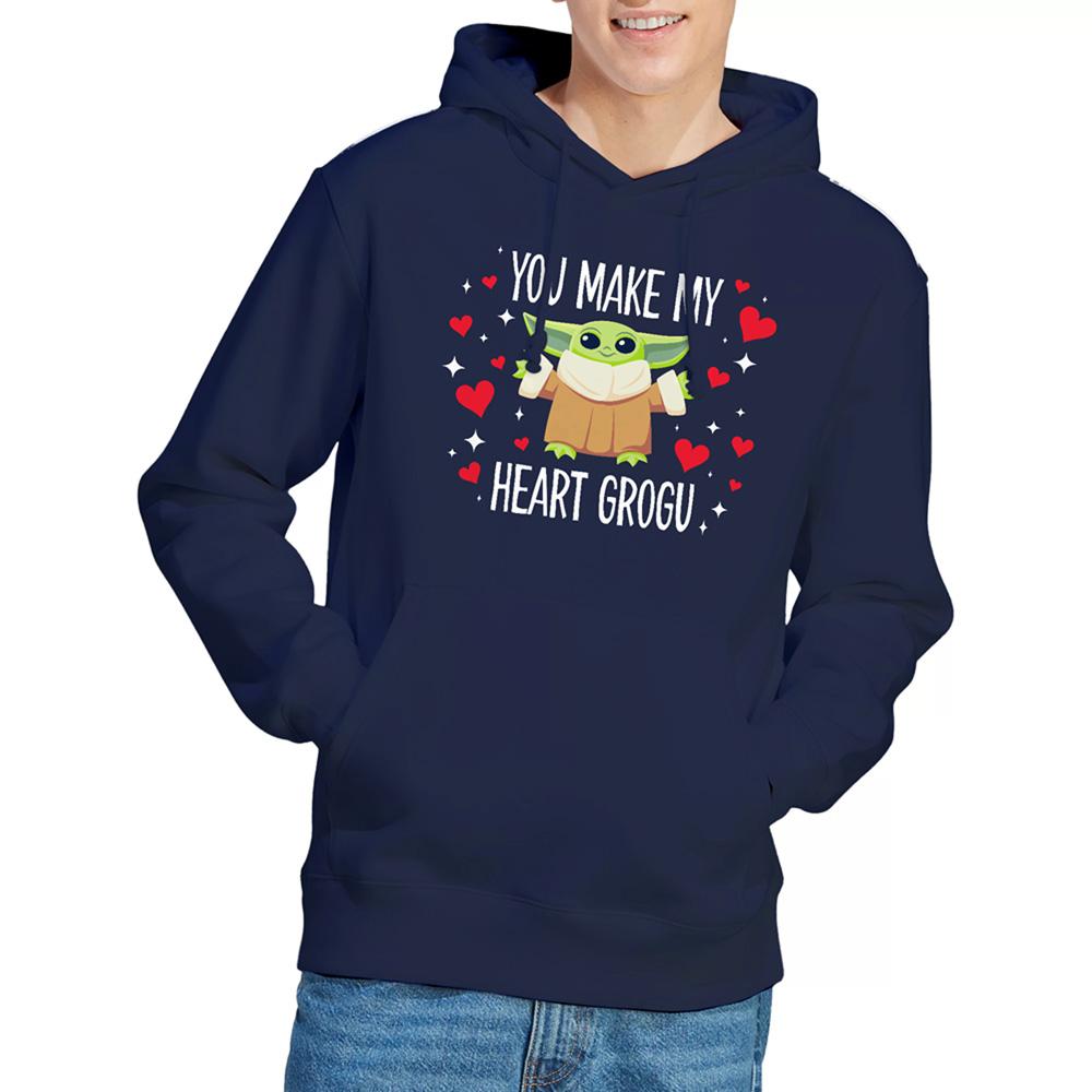 Navy - Lifestyle - Star Wars Unisex Adult You Make My Heart Grogu Star Wars Long-Sleeved Hoodie
