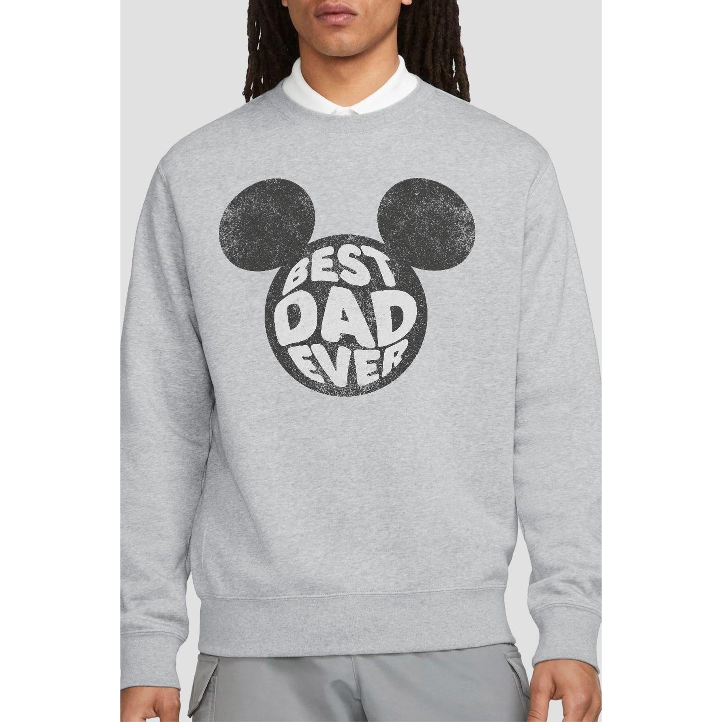 Sport Heather - Back - Disney Unisex Adult Best Dad Ever Mickey Mouse Sweatshirt