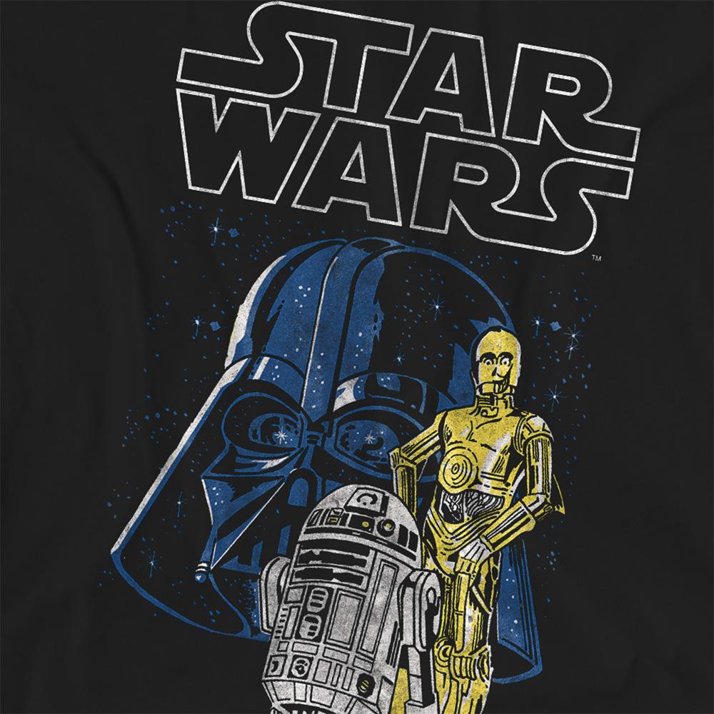 Black - Side - Star Wars Womens-Ladies Vader And Droids T-Shirt