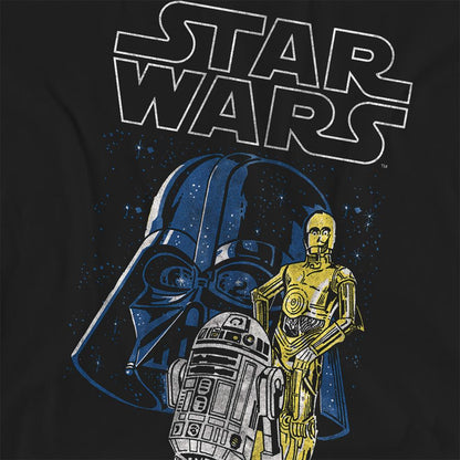 Black - Side - Star Wars Womens-Ladies Vader And Droids T-Shirt