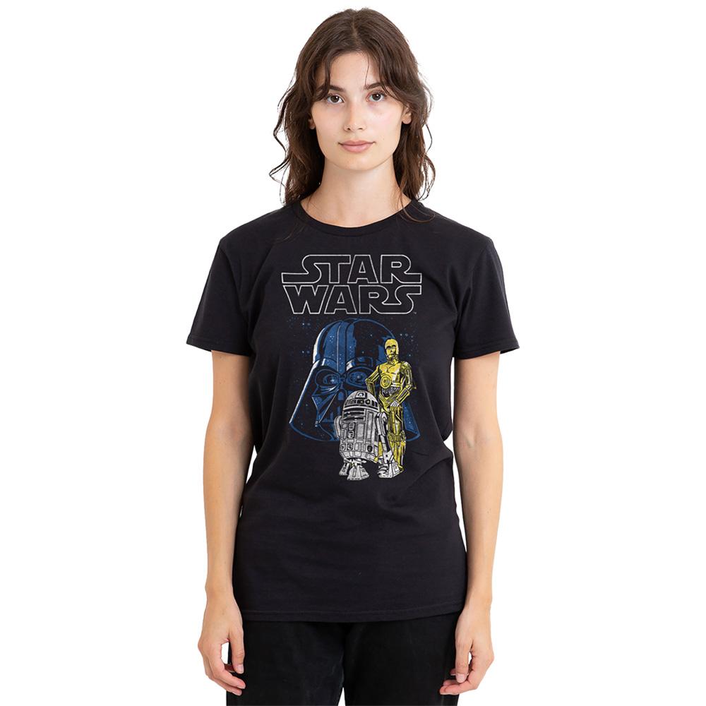 Black - Lifestyle - Star Wars Womens-Ladies Vader And Droids T-Shirt