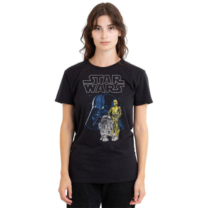 Black - Lifestyle - Star Wars Womens-Ladies Vader And Droids T-Shirt