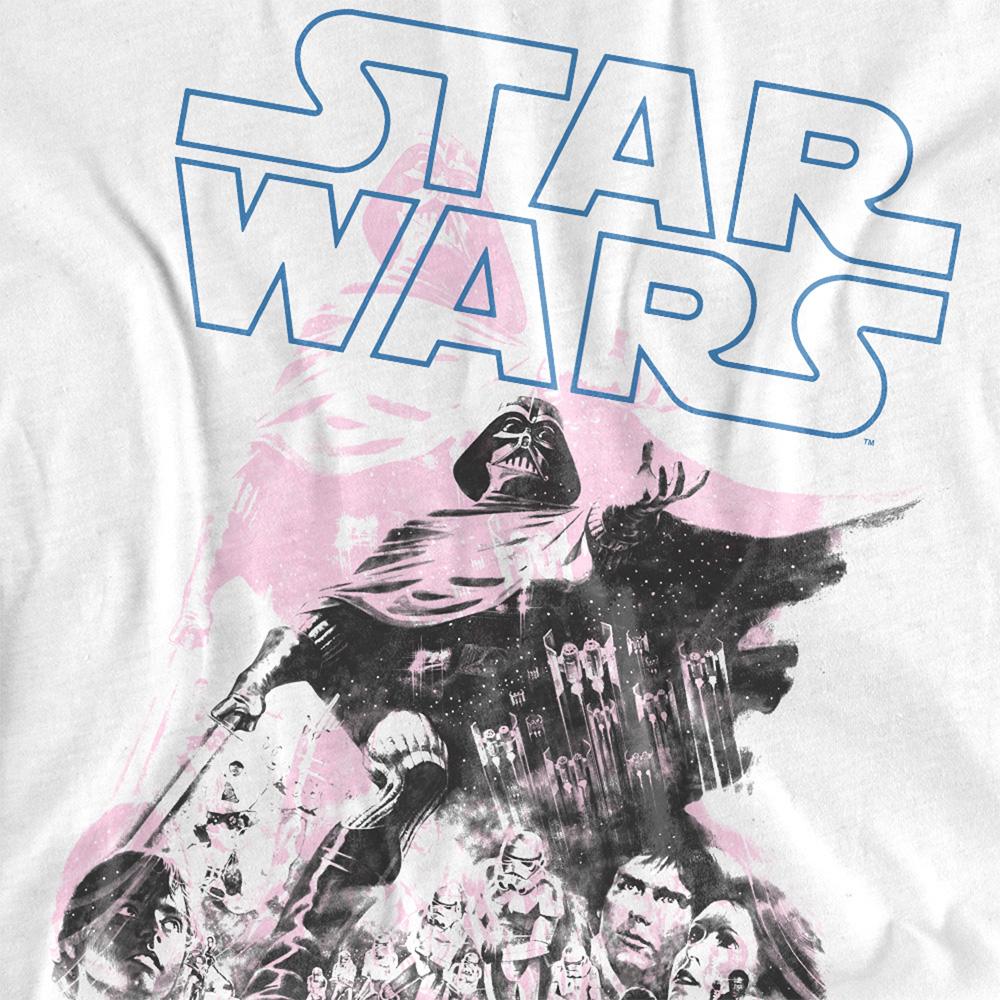White - Side - Star Wars Womens-Ladies Darth Vader Retro Poster T-Shirt