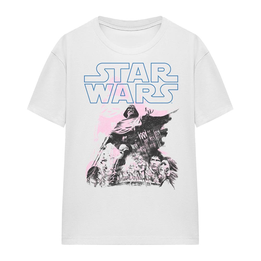 White - Front - Star Wars Womens-Ladies Darth Vader Retro Poster T-Shirt