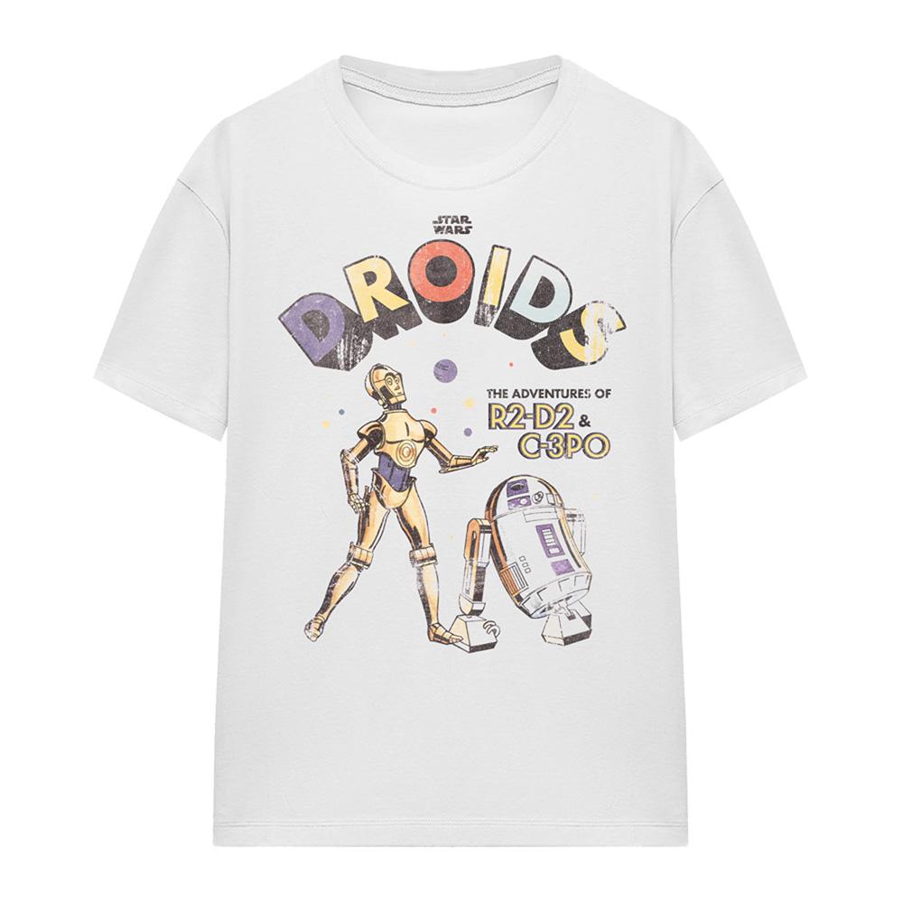 White - Front - Star Wars Womens-Ladies Droids Star Wars T-Shirt