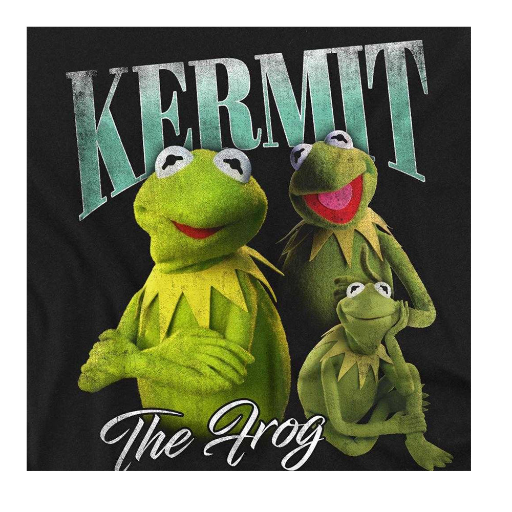 Black - Side - The Muppets Womens-Ladies The Frog Kermit Homage Fitted Short-Sleeved T-Shirt