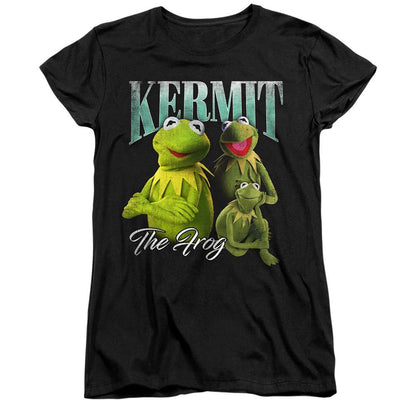 Black - Front - The Muppets Womens-Ladies The Frog Kermit Homage Fitted Short-Sleeved T-Shirt