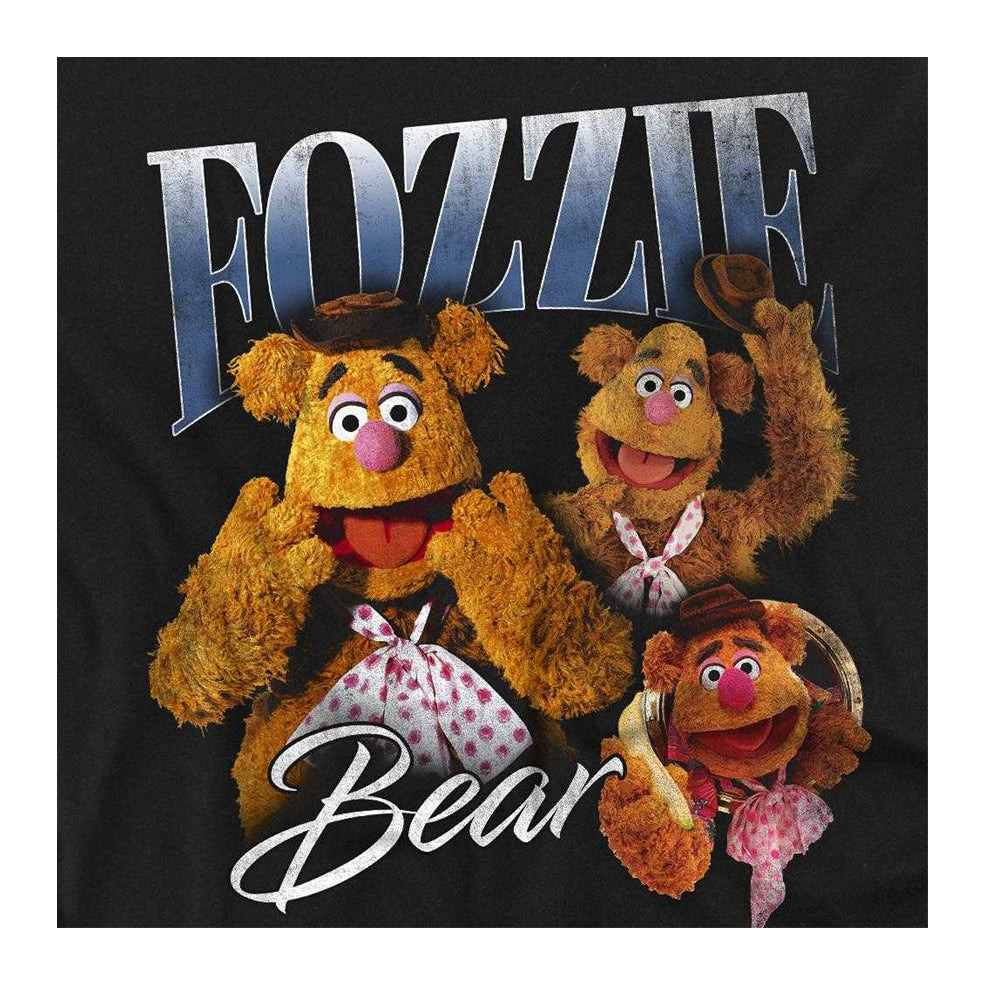 Black - Side - The Muppets Womens-Ladies Fozzie Bear Homage Fitted T-Shirt