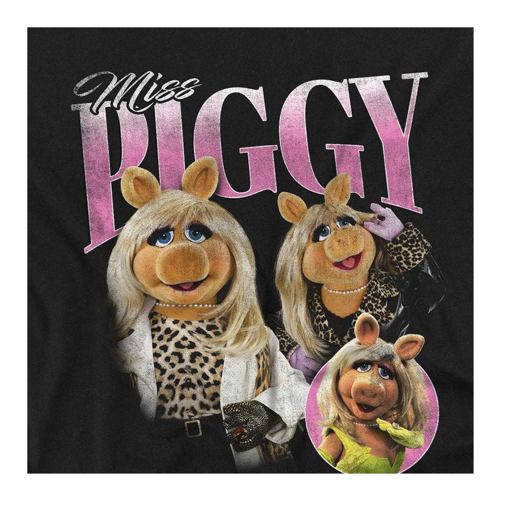Black - Side - The Muppets Womens-Ladies Miss Piggy Homage Fitted T-Shirt