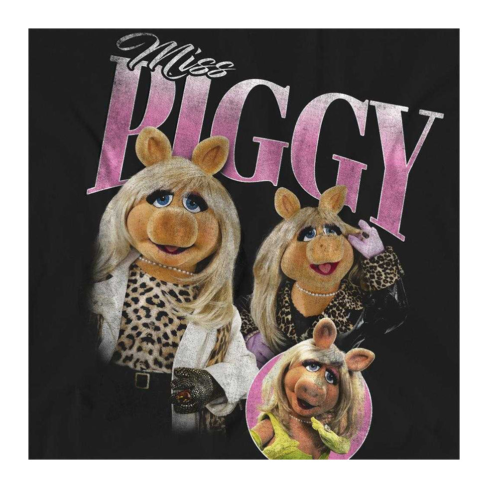 Black - Side - The Muppets Womens-Ladies Miss Piggy Homage T-Shirt