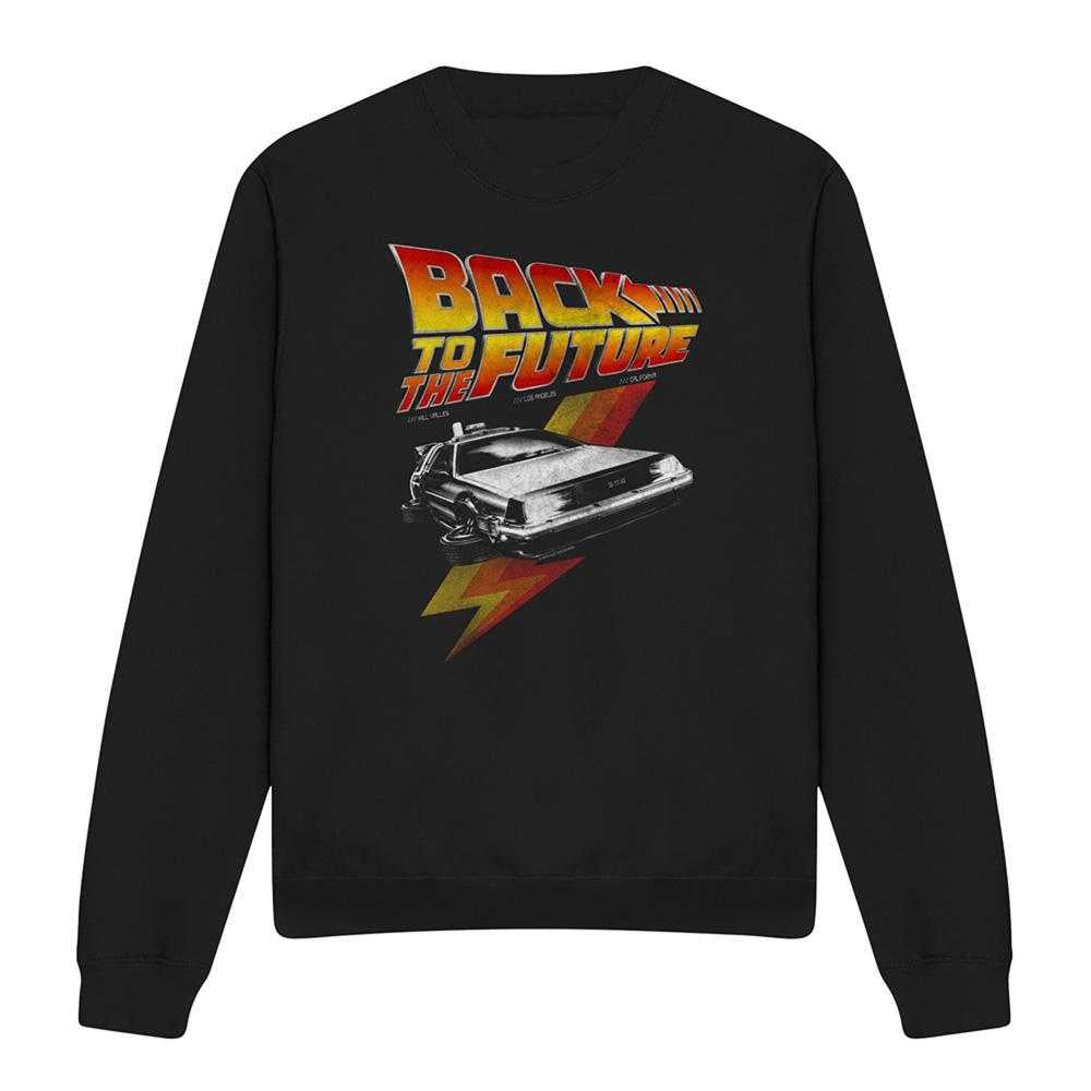 Black - Front - Back To The Future Unisex Adult Retro Midweight Sweatshirt