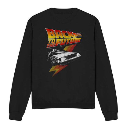 Black - Front - Back To The Future Unisex Adult Retro Midweight Sweatshirt