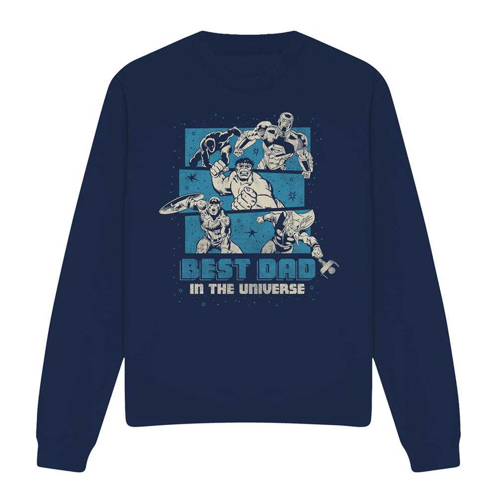 Navy - Front - Marvel Unisex Adult Best Dad In The Universe Sweatshirt
