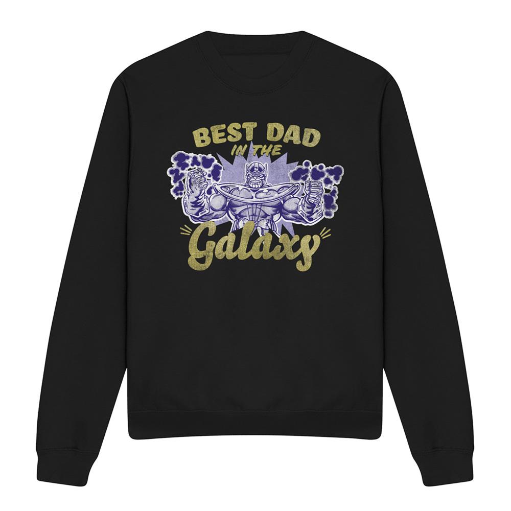 Black - Front - Marvel Unisex Adult Best Dad In The Galaxy Thanos Sweatshirt