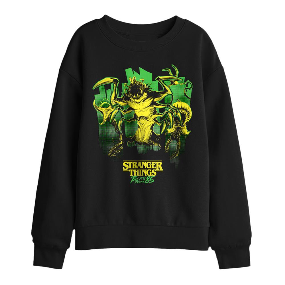 Black - Front - Stranger Things: Tales from ´85 Childrens-Kids Monster Plants Sweatshirt