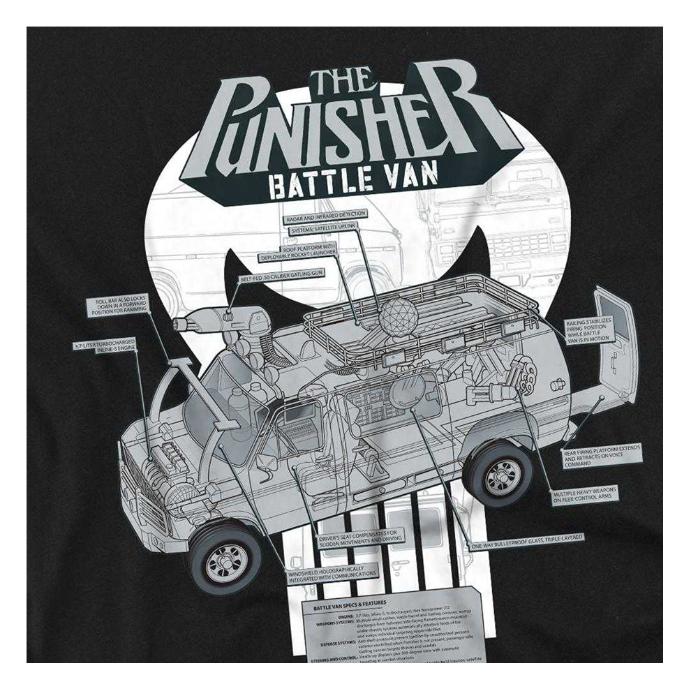 Black - Side - The Punisher Unisex Adult Battle Van Specs T-Shirt