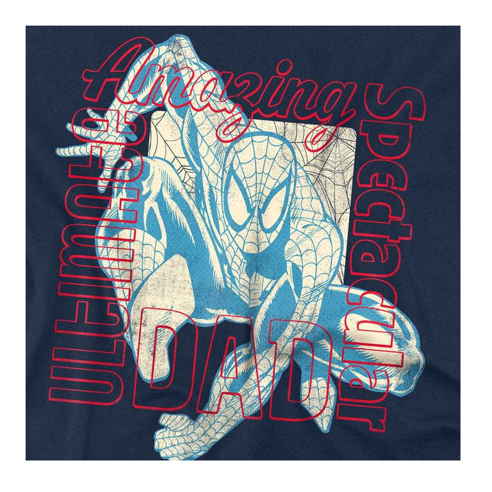 Navy - Side - The Amazing Spider-Man Unisex Adult Spectacular Ultimate Dad T-Shirt