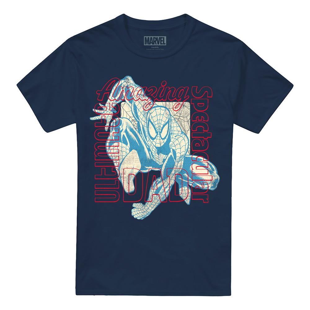 Navy - Front - The Amazing Spider-Man Unisex Adult Spectacular Ultimate Dad T-Shirt