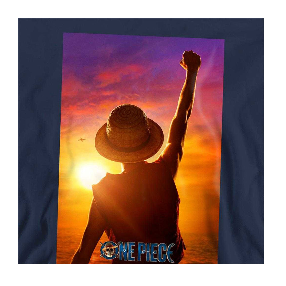Navy - Side - One Piece Unisex Adult Luffy Sunset Midweight Long-Sleeved Sweatshirt