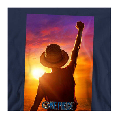 Navy - Side - One Piece Unisex Adult Luffy Sunset Midweight Long-Sleeved Sweatshirt