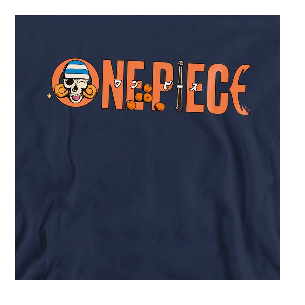 Navy - Side - One Piece Unisex Adult Nami Tangerine Midweight Logo Sweatshirt