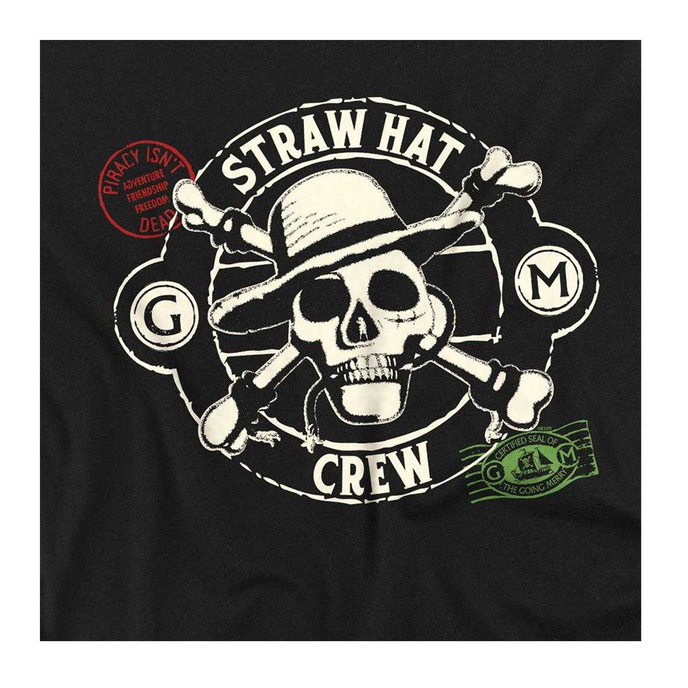 Black - Side - One Piece Childrens-Kids Crew Stamps Straw Hat Sweatshirt
