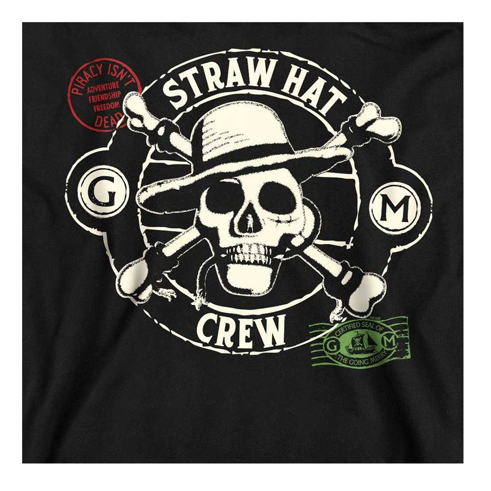 Black - Side - One Piece Unisex Adult Straw Hat Crew Sweatshirt
