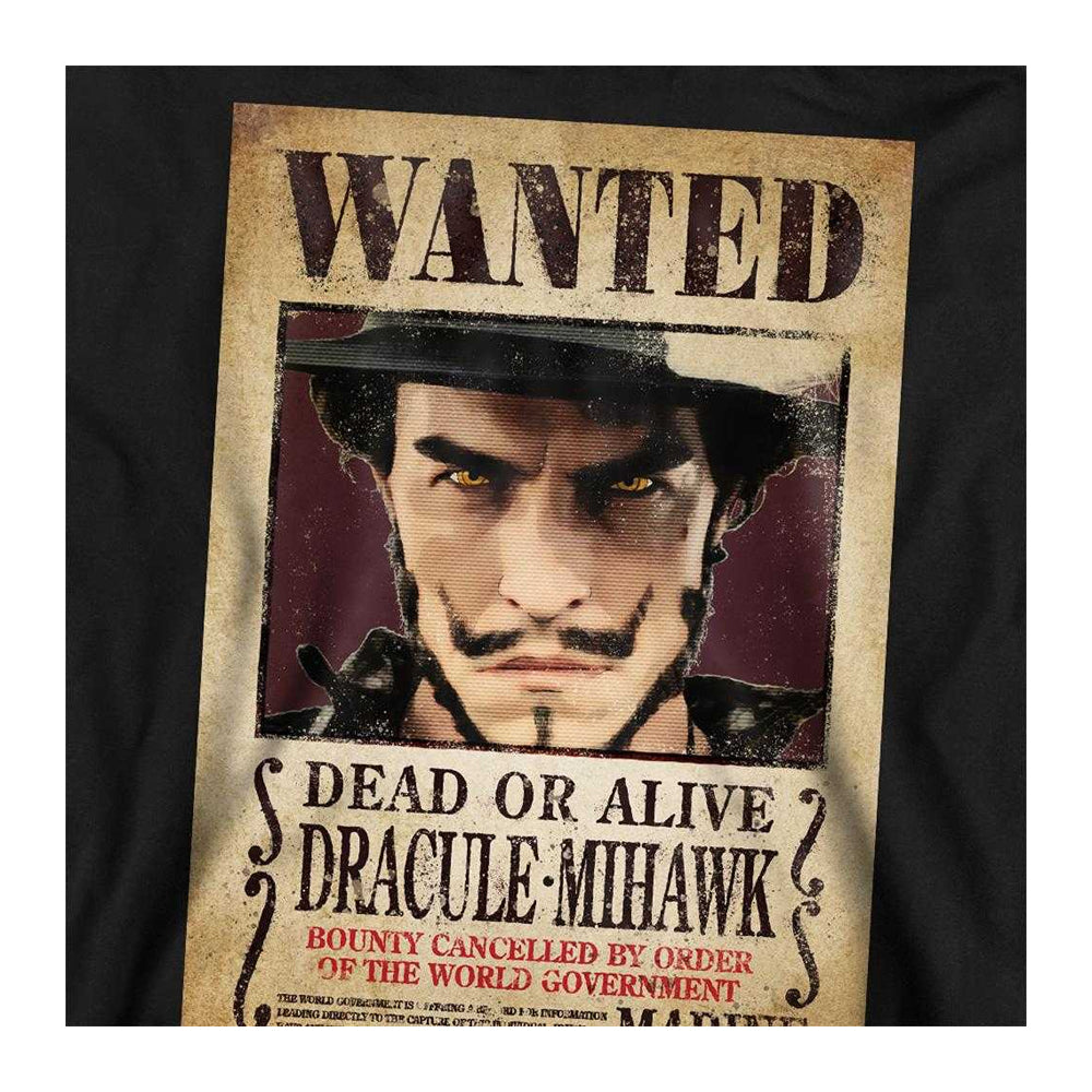 Black - Side - One Piece Unisex Adult Dracule Mihawk Wanted Poster Long-Sleeved Sweatshirt