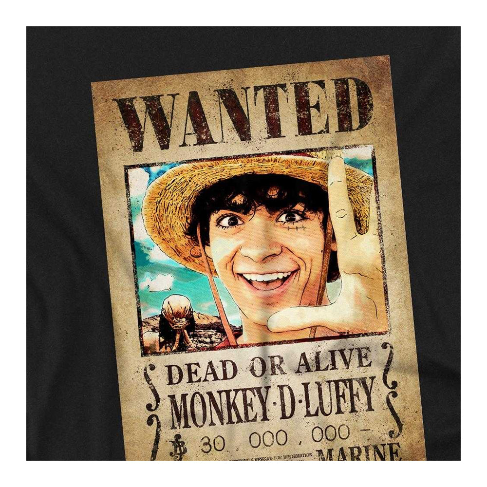 Black - Side - One Piece Childrens-Kids Luffy Wanted Poster Sweatshirt