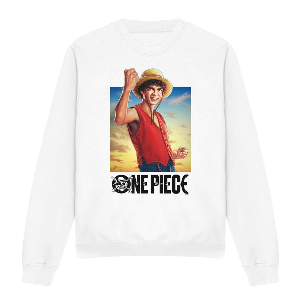 White - Front - One Piece Unisex Adult Luffy Straw Hat Sweatshirt