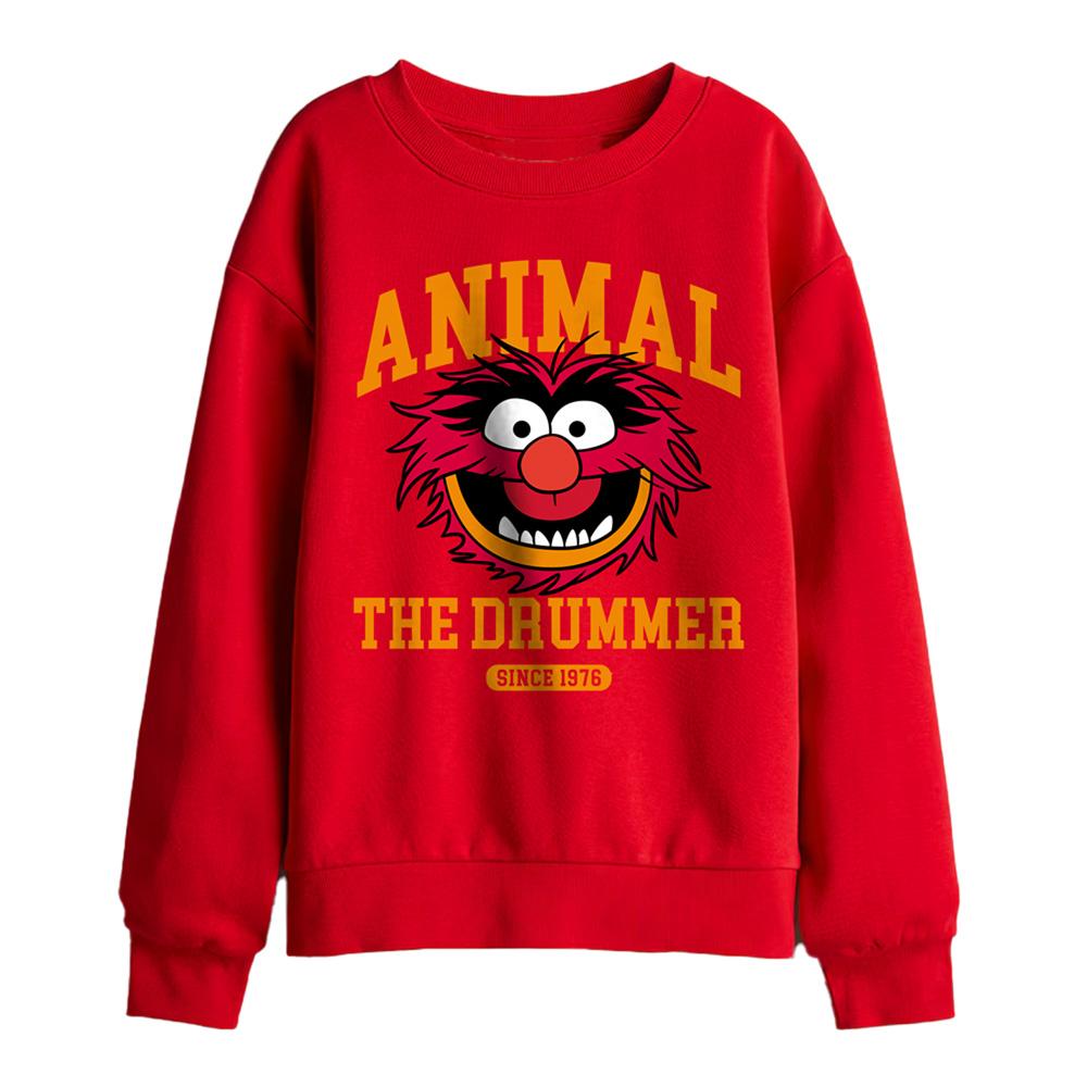 Red - Front - The Muppets Childrens-Kids The Drummer Animal Collegic Sweatshirt