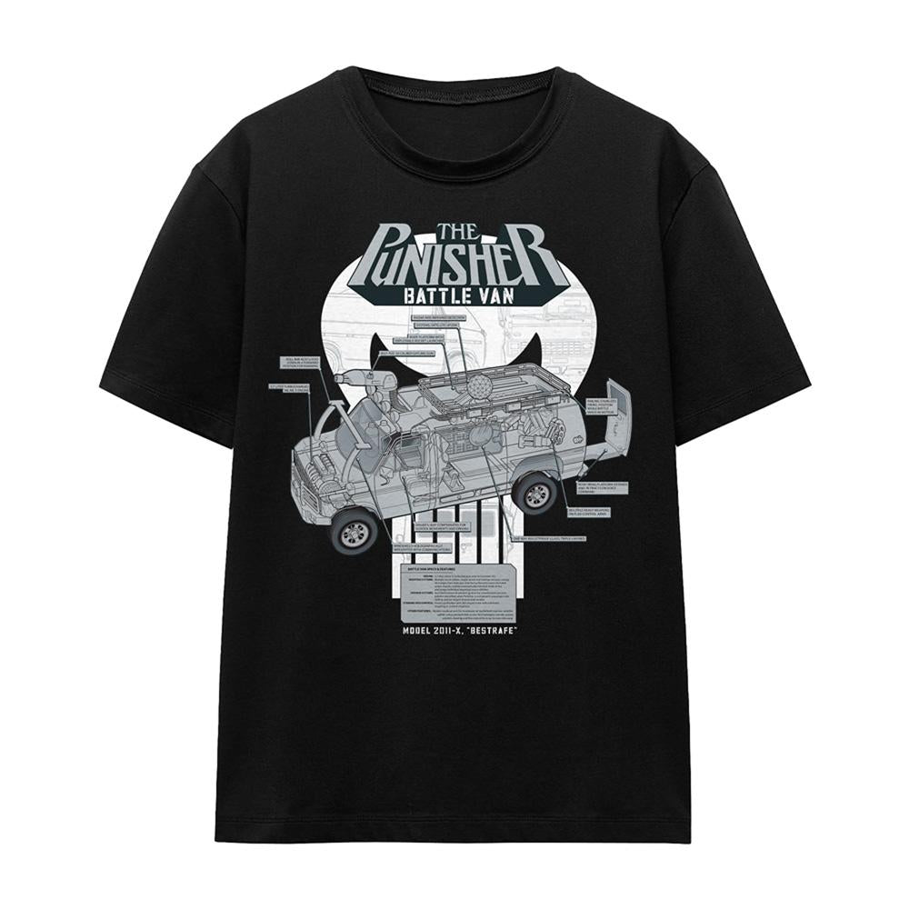 Black - Front - The Punisher Womens-Ladies Battle Van Specs T-Shirt
