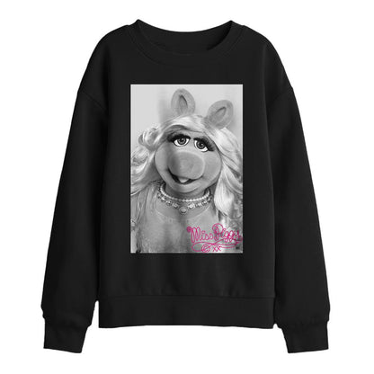 Black - Front - The Muppets Childrens-Kids Miss Piggy Signature Sweatshirt